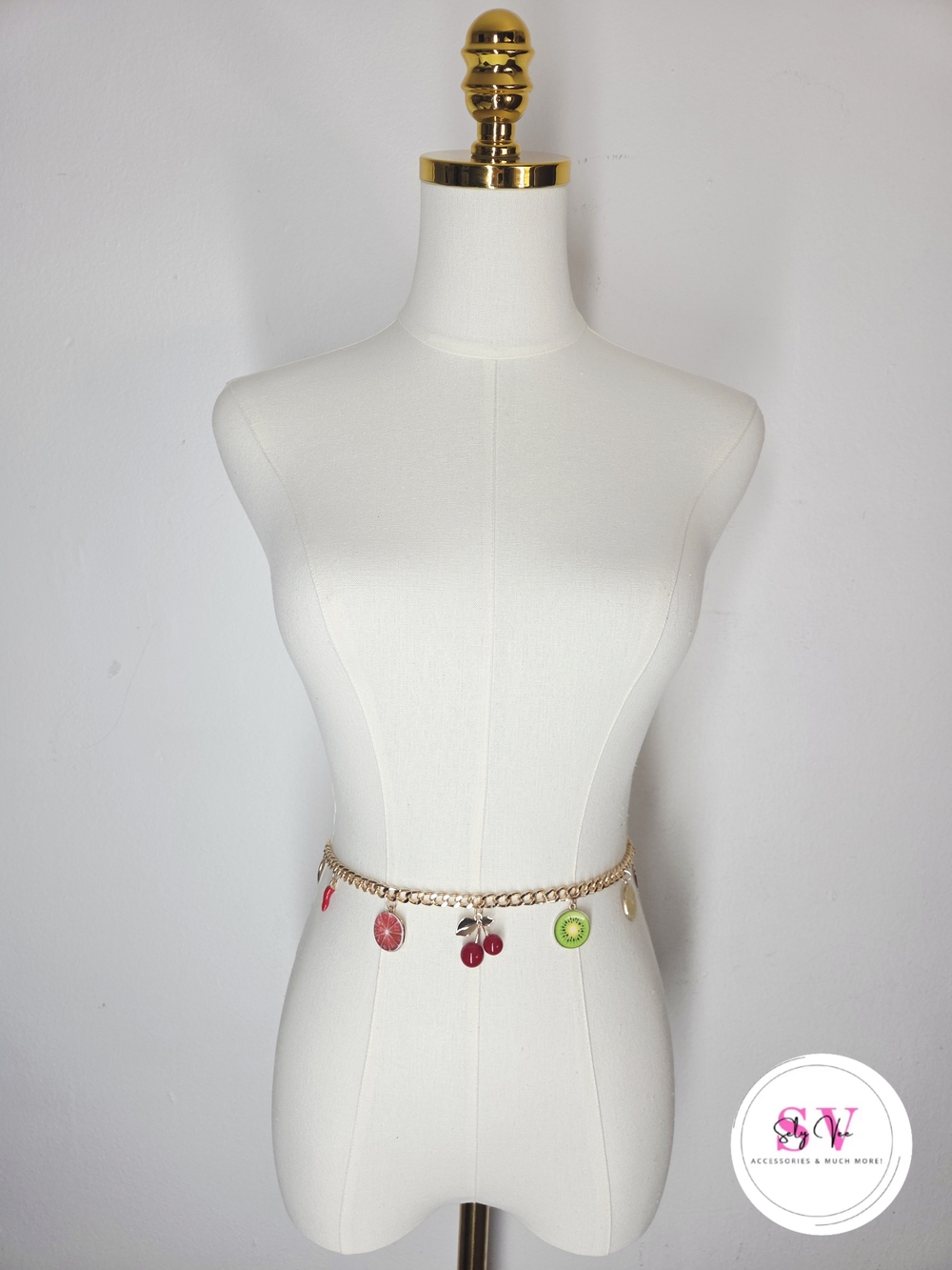 Gold Chain Fruit Charm Waist Belt